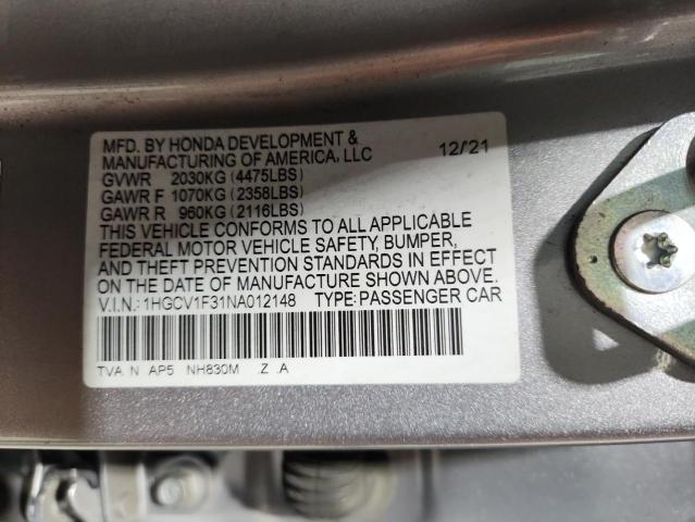 2022 HONDA ACCORD SPO - 1HGCV1F31NA012148