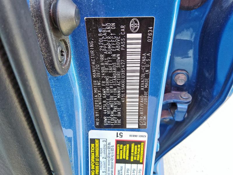 2020 TOYOTA CAMRY LE 4T1L11AK6LU385427