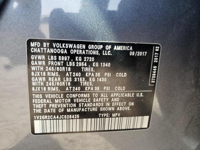 2018 VOLKSWAGEN ATLAS S 1V2GR2CA4JC526425