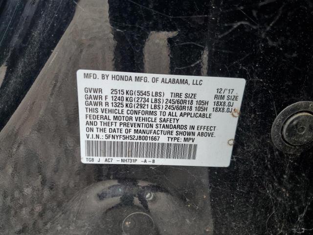2018 HONDA PILOT EXL 5FNYF5H52JB001667