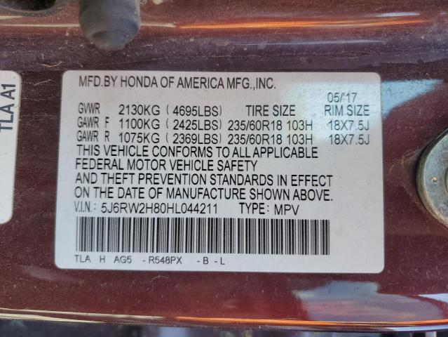 2017 HONDA CR-V EXL 5J6RW2H80HL044211