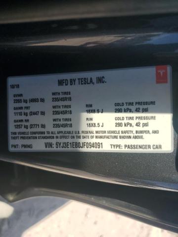 2018 TESLA MODEL 3 5YJ3E1EB0JF094091