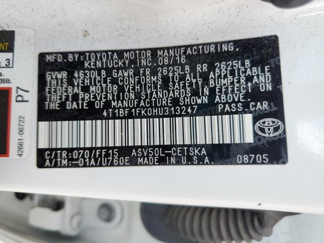 2017 TOYOTA CAMRY LE 4T1BF1FK0HU313247