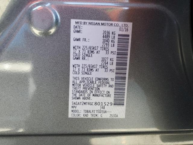 2016 NISSAN ROGUE S 5N1AT2MT4GC801529