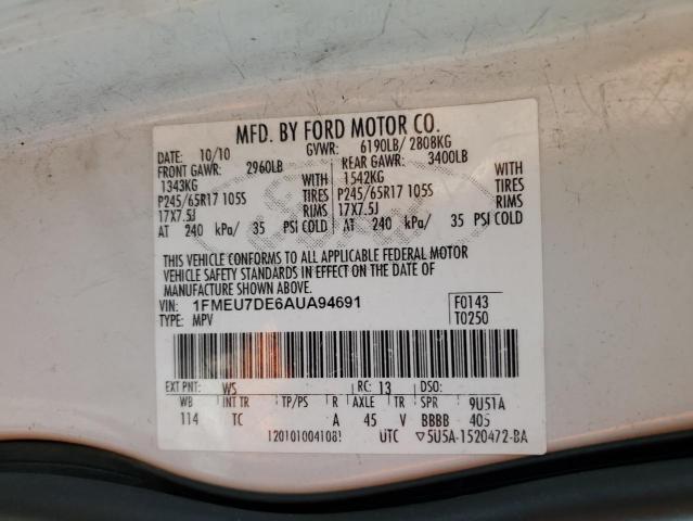 2010 FORD EXPLORER XLT - 1FMEU7DE6AUA94691