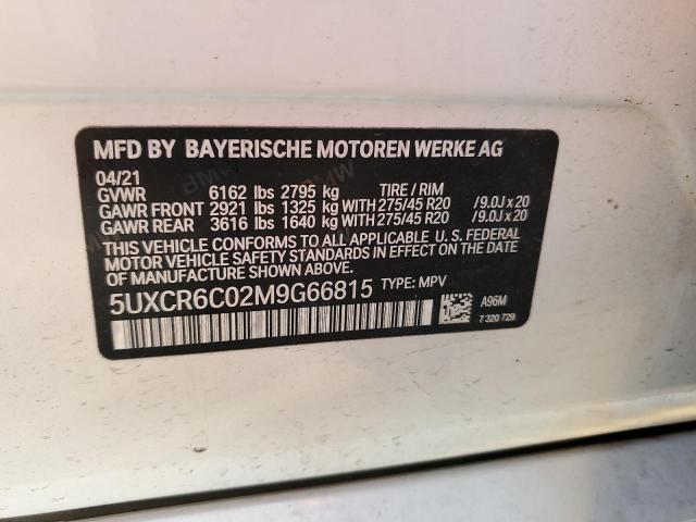 2021 BMW X5 XDRIVE40I 5UXCR6C02M9G66815