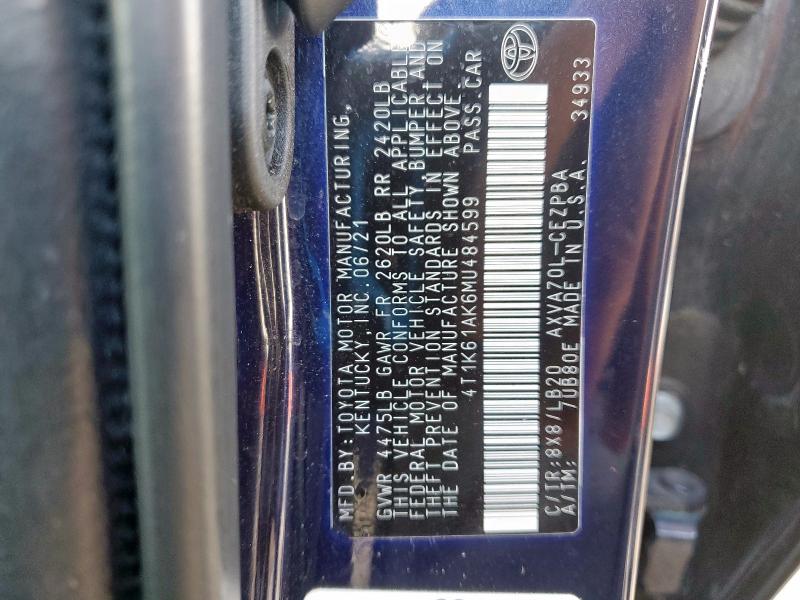 2021 TOYOTA CAMRY XSE - 4T1K61AK6MU484599