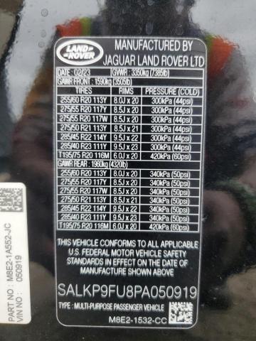 2023 LAND ROVER RANGE ROVER SE SALKP9FU8PA050919