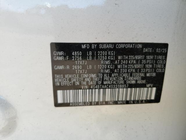 2025 SUBARU OUTBACK 4S4BTAAC4S3218857
