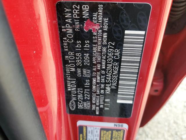 2022 HYUNDAI ELANTRA SEL KMHLS4AG3NU306972