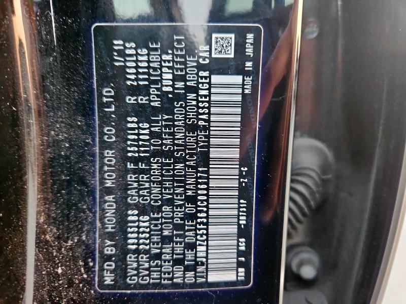 2018 HONDA CLARITY TO JHMZC5F36JC006171