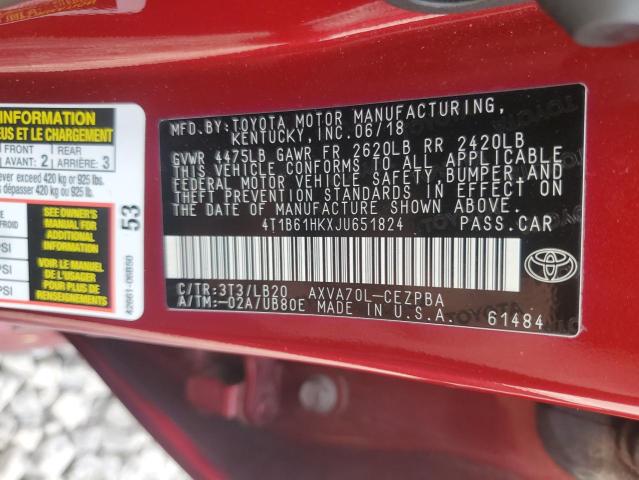 2018 TOYOTA CAMRY XSE 4T1B61HKXJU651824