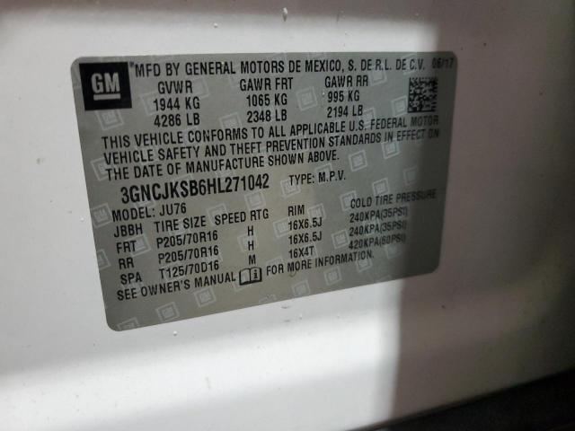 2017 CHEVROLET TRAX LS 3GNCJKSB6HL271042