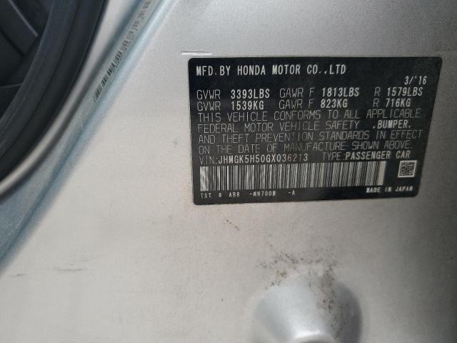 2016 HONDA FIT LX JHMGK5H50GX036213