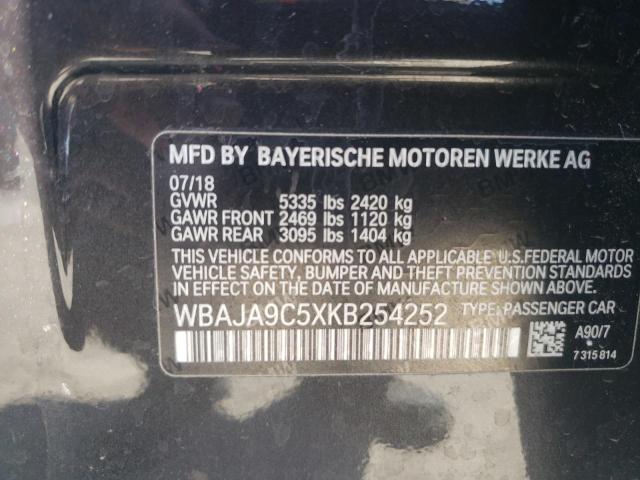 2019 BMW 530E WBAJA9C5XKB254252