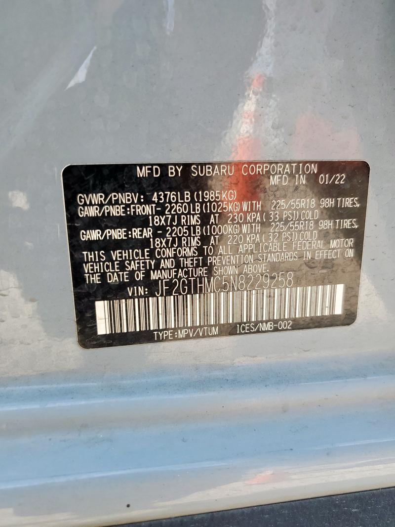 2022 SUBARU CROSSTREK - JF2GTHMC5N8229258