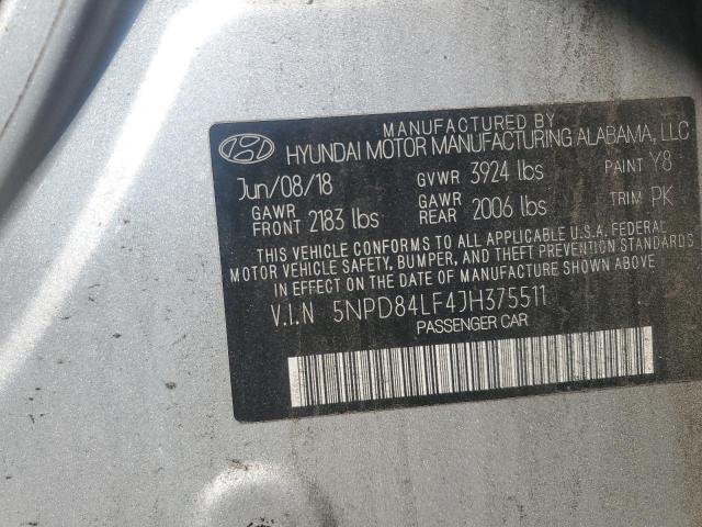 2018 HYUNDAI ELANTRA 5NPD84LF4JH375511