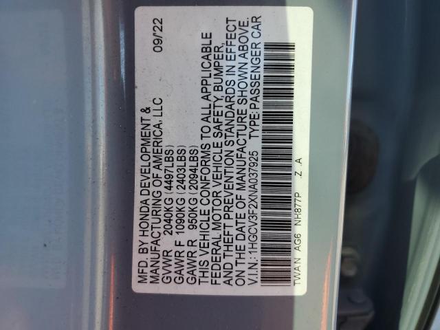 2022 HONDA ACCORD HYB - 1HGCV3F2XNA037925