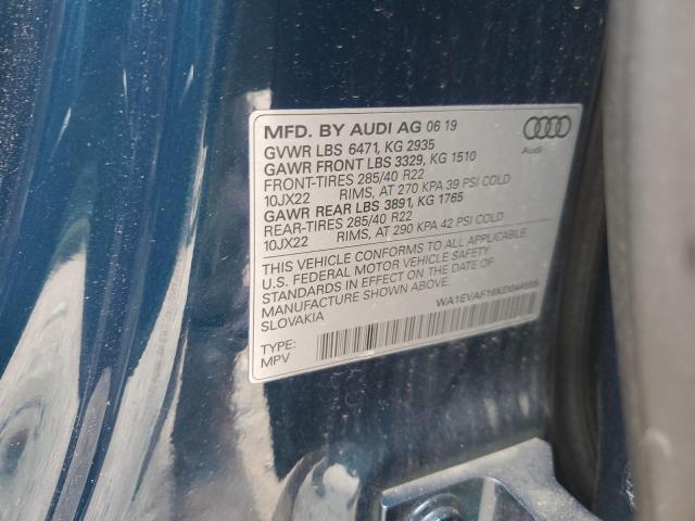 2019 AUDI Q8 PREMIUM WA1EVAF16KD044555