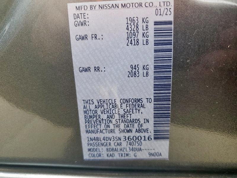 2025 NISSAN ALTIMA SV 1N4BL4DV3SN360016