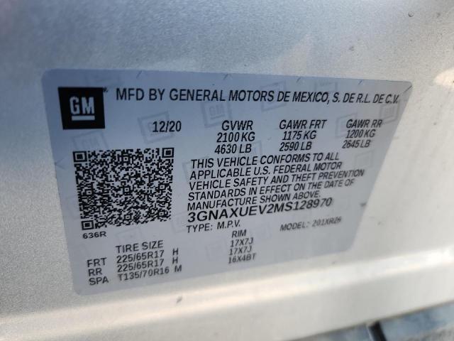 2021 CHEVROLET EQUINOX LT 3GNAXUEV2MS128970