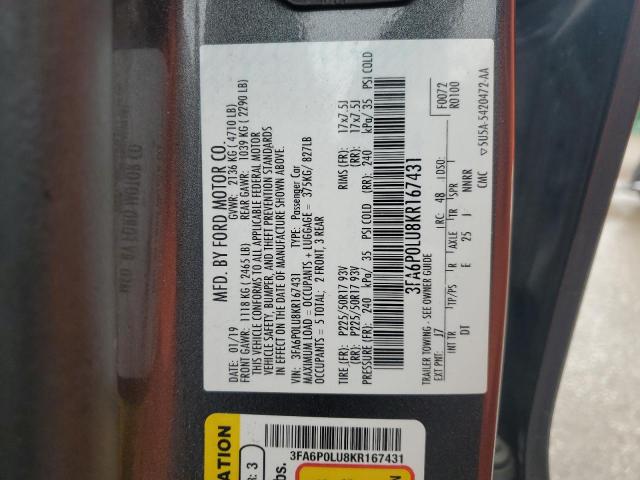 2019 FORD FUSION SE - 3FA6P0LU8KR167431