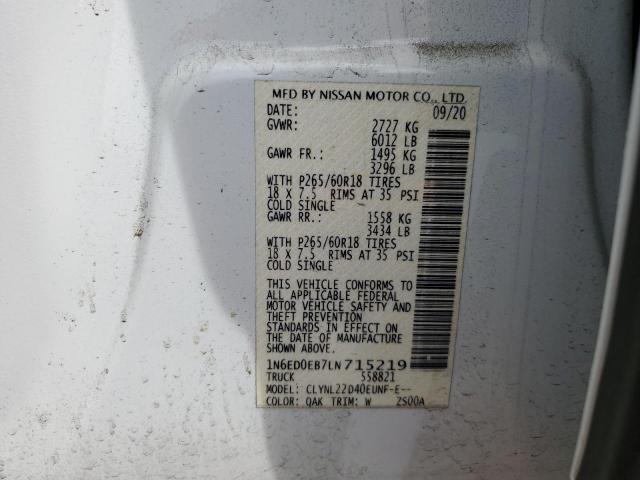 2020 NISSAN FRONTIER S 1N6ED0EB7LN715219