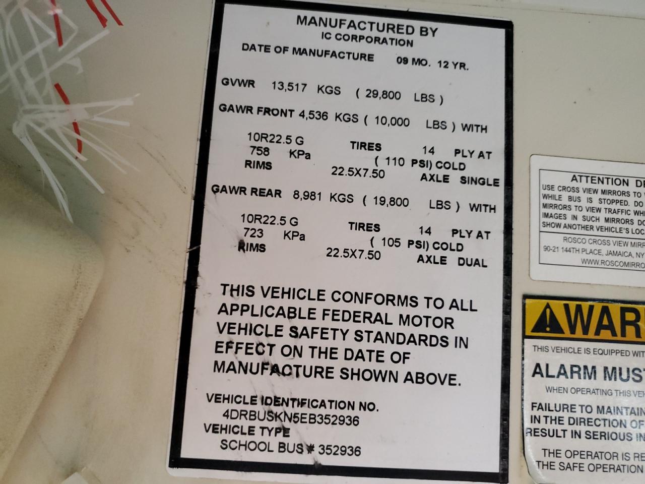 Lot #3256381350 2014 IC CORPORATION CE SERIES SCHOOL