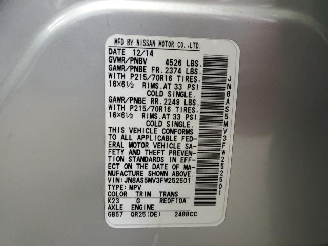 2015 NISSAN ROGUE SELE JN8AS5MV3FW252501