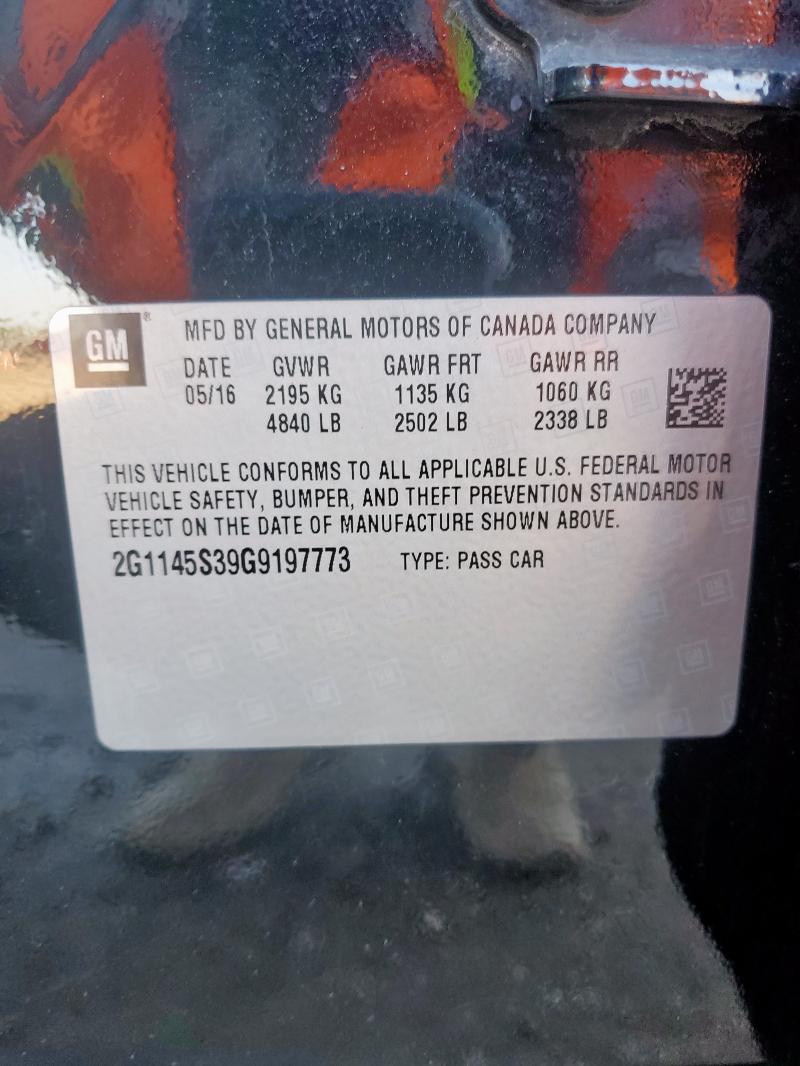 2016 CHEVROLET IMPALA LTZ 2G1145S39G9197773