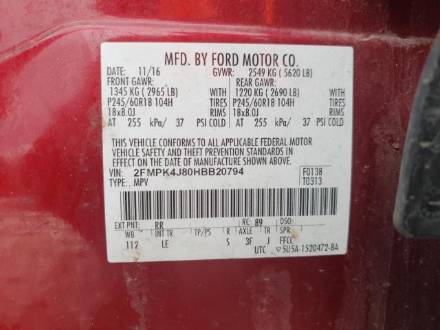 2017 FORD EDGE SEL - 2FMPK4J80HBB20794