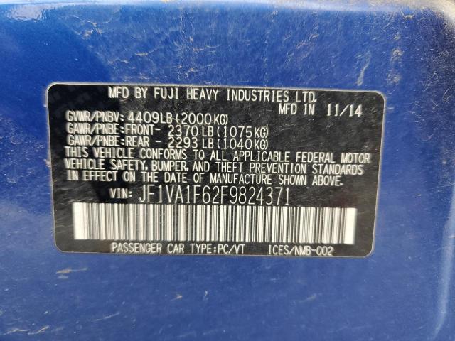 2015 SUBARU WRX PREMIU JF1VA1F62F9824371
