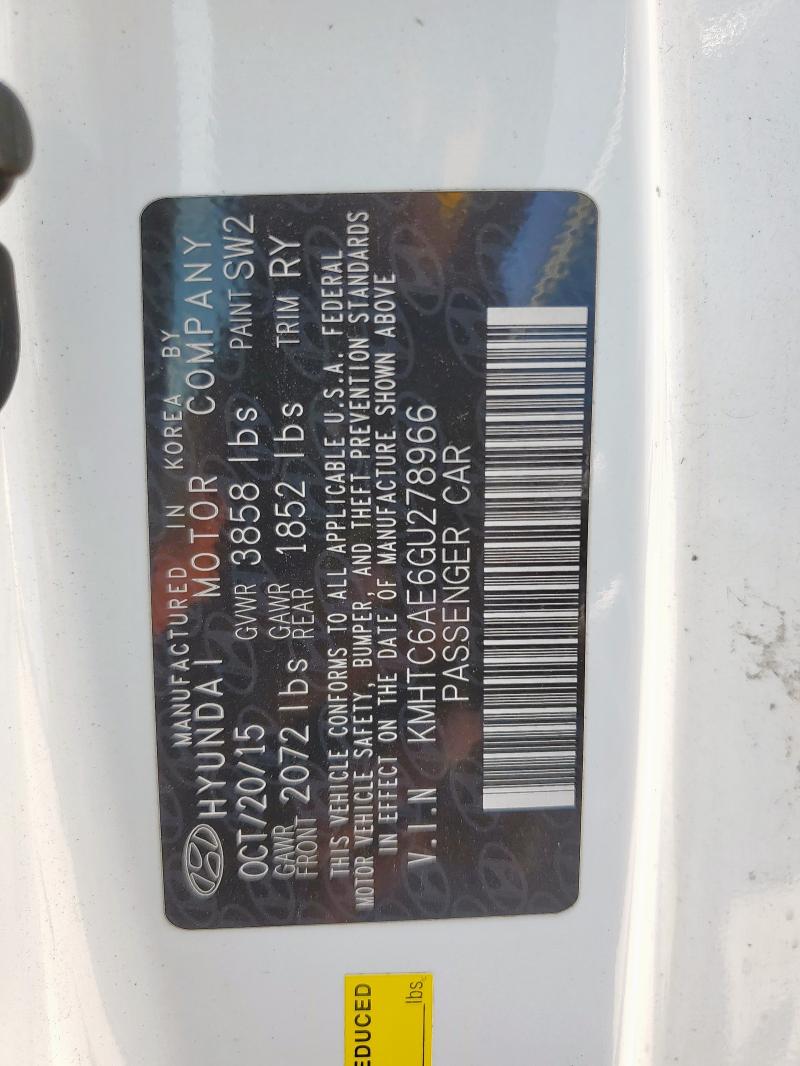 2016 HYUNDAI VELOSTER T KMHTC6AE6GU278966