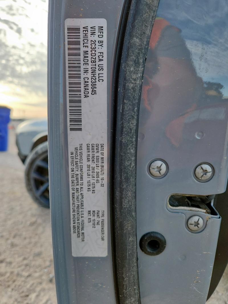 2022 DODGE CHALLENGER 2C3CDZBT0NH238645