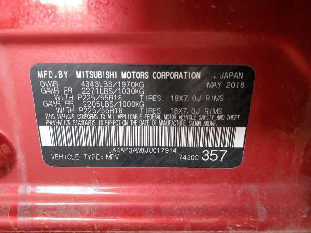 2018 MITSUBISHI OUTLANDER JA4AP3AW8JU017914