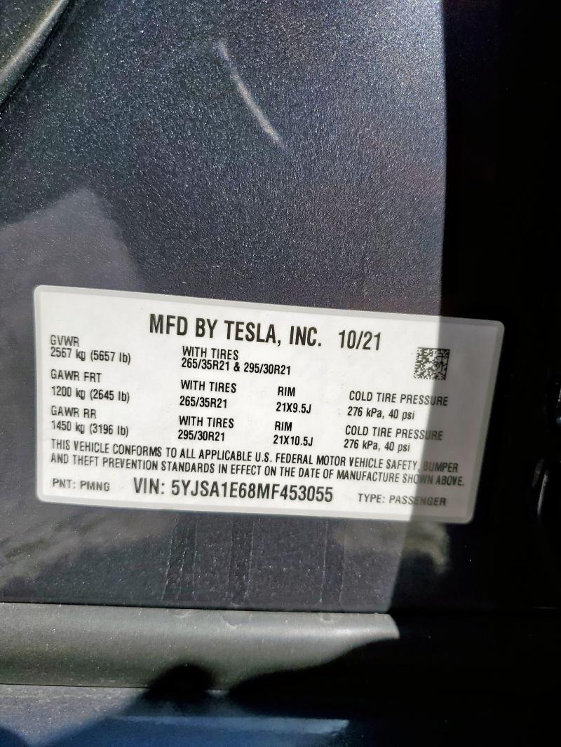 2021 TESL MODEL S - 5YJSA1E68MF453055