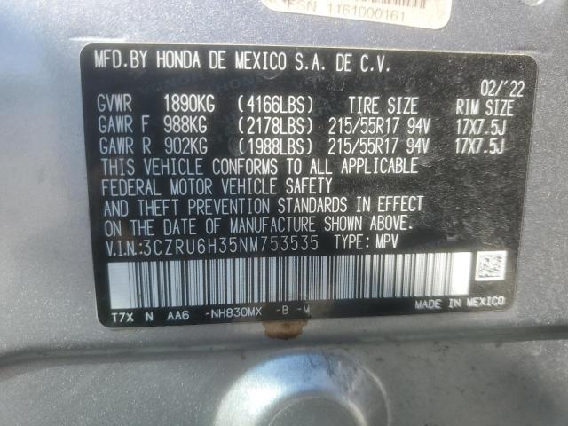 2022 HONDA HR-V - 3CZRU6H35NM753535