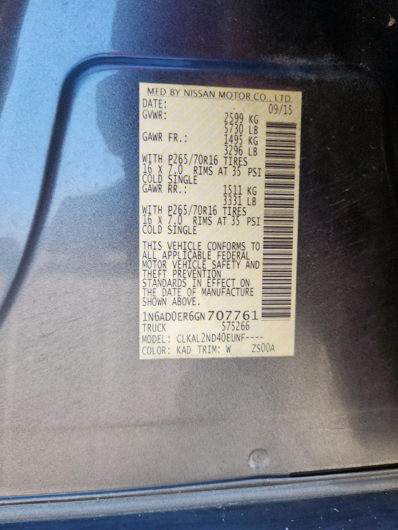 2016 NISSAN FRONTIER S 1N6AD0ER6GN707761