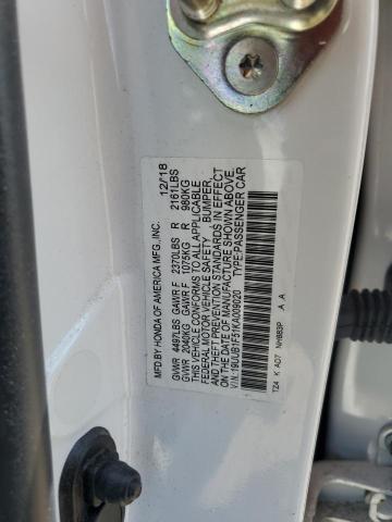 2019 ACURA TLX TECHNO 19UUB1F51KA009020