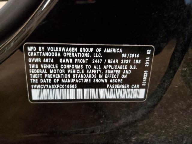 2015 VOLKSWAGEN PASSAT SEL 1VWCV7A3XFC016565