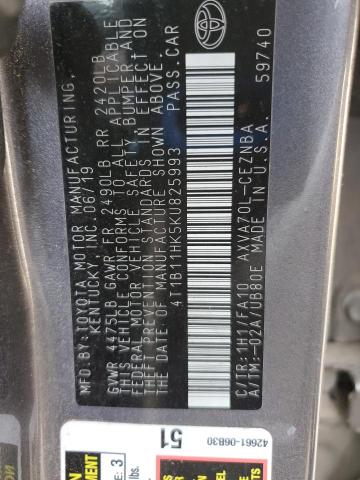 2019 TOYOTA CAMRY L - 4T1B11HK5KU825993