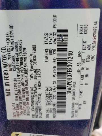 2014 FORD FUSION SE - 3FA6P0HD7ER391240