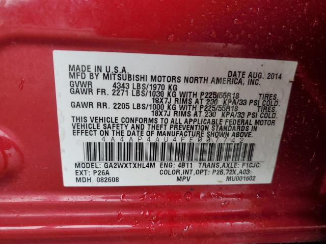 2015 MITSUBISHI OUTLANDER 4A4AP4AU4FE007742