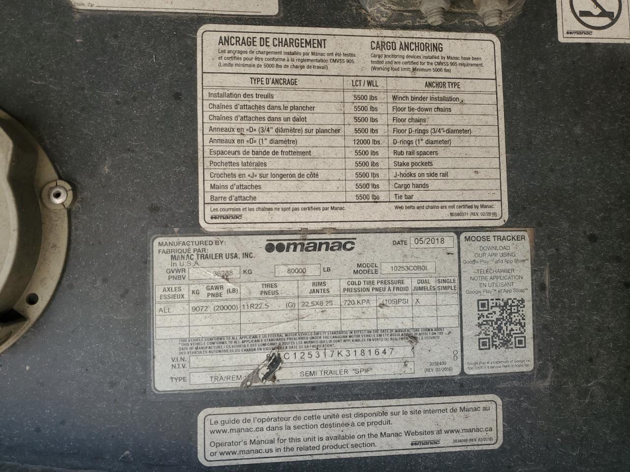 Lot #3245469447 2019 MANAC TRAILER