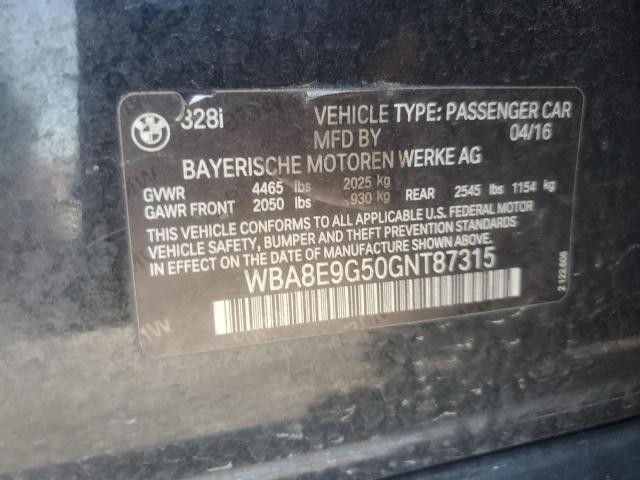 2016 BMW 328 I SULEV WBA8E9G50GNT87315
