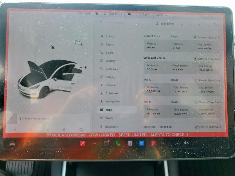 2020 TESLA MODEL 3 - 5YJ3E1EA3LF645396