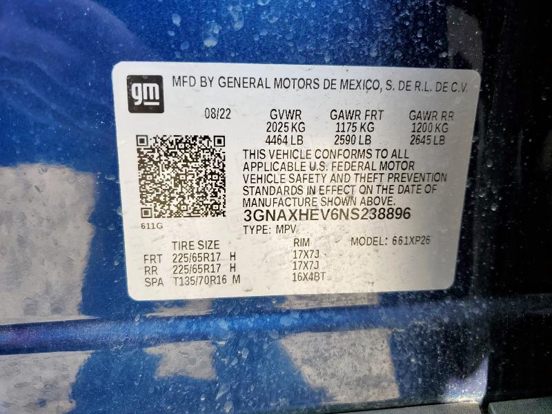 2022 CHEVROLET EQUINOX LS 3GNAXHEV6NS238896