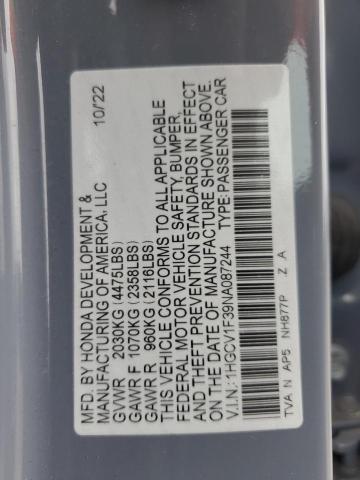 2022 HONDA ACCORD SPO - 1HGCV1F39NA087244