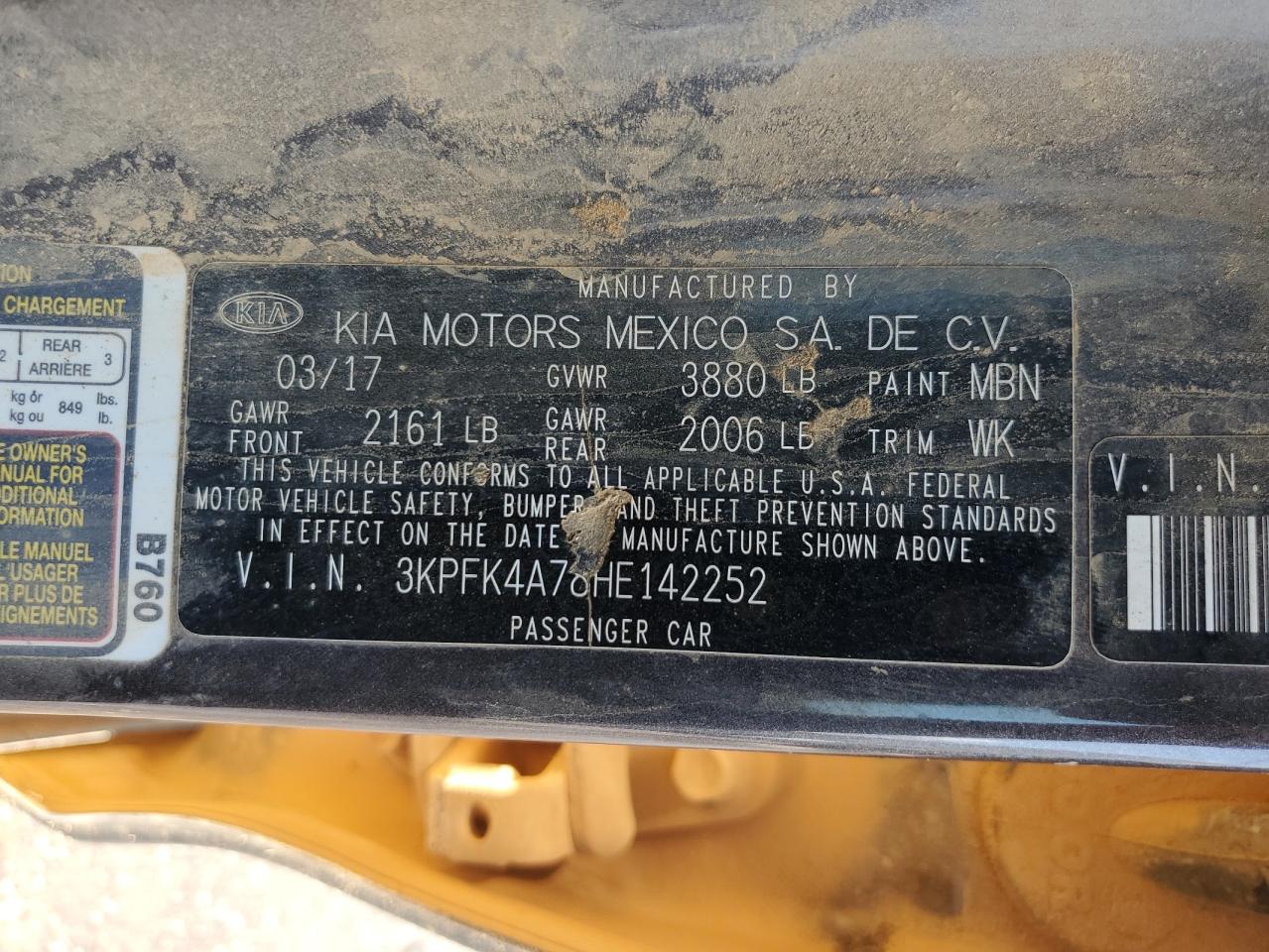 Lot #3239302138 2017 KIA FORTE LX