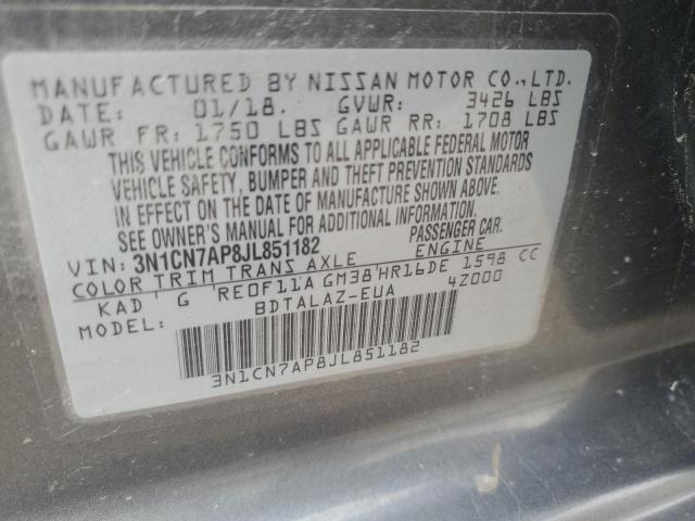 2018 NISSAN VERSA S - 3N1CN7AP8JL851182